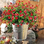 voordelige Kunstbloemen-1 st 7 vork eucalyptus kleine rozen plastic eucalyptus bladeren gesimuleerd watergras