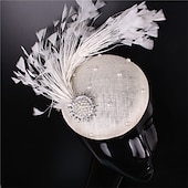billiga Hattar och fascinators-fascinators hattar Huvudbonad Lin Formell Kentucky Derby Hästrace Damernas dag cocktail Elegant Mode Glam Med Fjäder Hårbonad Huvudbonader