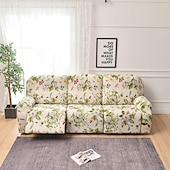 economico Poltrone reclinabili e poltrone wingback-Copridivano reclinabile elasticizzato, copridivano a 3 posti, copridivano reclinabile floreale con elastico, protezione antigraffio per mobili per bambini, animali domestici, cani, gatti