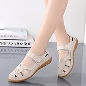 economico Slip-ons e mocassini da donna-sandali da donna in similpelle bianca con cinturino in velcro – comode scarpe casual da passeggio per l&#039;estate