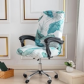 abordables Housse de fauteuil de bureau-Housse de chaise d&#039;ordinateur, housse de chaise de bureau extensible housse de siège de jeu rotative douce durable lavable