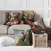 billige dyrestil-påfugl dobbel side putetrekk 4 stk mykt dekorativt putetrekk for soverom stue sofa sofa stol maskinvaskbar