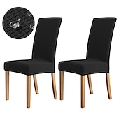 baratos Capa para Cadeira de Jantar-2 peças capa para cadeira de jantar cor de vinho, capa elástica repelente de água para assento de cadeira, elastano com protetor de fundo elástico para sala de jantar, cerimônia de casamento,