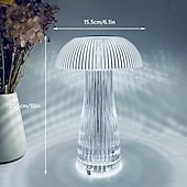 abordables Lámparas de mesa-Lámpara de medusas creativa moderna, lámpara de mesa recargable de cristal, luces nocturnas, atenuador táctil de hongo, lámpara rgb, 16 colores para la decoración de la mesita de noche del hogar,