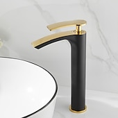cheap Bathroom Sink Faucets-Bathroom Waterfall Sink Faucet, Basin Mixer Taps Tall Short Brass, Deck Mounted Single Handle One Hole Tap with Hot and Cold Hose Vessel Water Tap Washroom