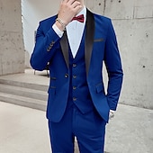 cheap Homecoming Suits-Men&#039;s Wedding Party Tuxedos Pink Royal Blue Summer Solid Color Standard Fit 3 Piece Single Breasted One-button