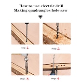 cheap Drill Bit Set-Square Hole Drill Bits for Wood, Woodworking Hole Saw Mortising Chisel Drill Bits1/4 inch, 5/16 inch, 3/8 inch, 1/2 inch