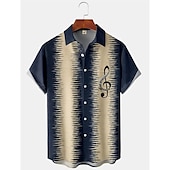 preiswerte Herren Bowling-Shirt-Herren Noten Hemd Bowlinghemd Knopfhemd Kurzarm Sport Mode Streetwear Lässig Täglich Wochenende Sommer Frühling Umlegekragen Druck Button-Down Schwarz / Weiß Schwarz Weiss + schwarz Weiß Orange