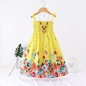 preiswerte Casual Kleider-kinderkleidung Mädchen Kleid Blumen Tier Karikatur Ärmellos Casual Aktiv Täglich Baumwolle Knielang Blumenkleid Sommerkleid Sommer Frühling 4 Jahre + 8601 Regenbogenstange 8602 orange 8602 lila