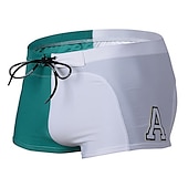cheap Men&#039;s Boxer Swim Trunks-Men&#039;s Swimwear Swim Shorts Swim Trunks Print Patchwork Letter Breathable Soft Outdoor Casual Daily Hawaiian Stylish White Royal Blue Micro-elastic