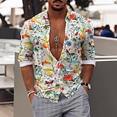 olcso Ocean Print-Férfi Horgony Trópusi növények Ing Hawaii ing Aloha ing Rövid ujjú Ing Térfogatcsökkenés Szüret Tropikus Sportok Utca Hétköznapi Hawaii Fekete Sárga Fekete / Barna S M L