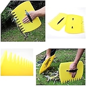 economico Giardinaggio-2 pezzi gialli grandi palette per foglie da giardino e cortile, paletta in plastica per erba, rastrelli per foglie a mano, raccoglitore di foglie per rifiuti da giardino ottimo strumento