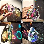 baratos Espanta-espíritos-1pc cristal suncatcher pingente de cristal colorido lustre arco-íris criar ornamento de suspensão na parede ornamento de prisma de janela de árvore para quarto home office decoração de jardim