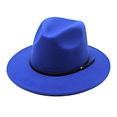 cheap Photobooth Props-Woolen Top Hat Jazz Hat Vintage Black Woolen Jazz Hat Flat Brim Cap
