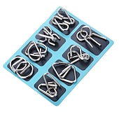 billiga Pedagogiska leksaker-8 st/set iq metall pussel hjärnteaser intelligens lösning ring montessori pussel för barn vuxna anti-stress fidget leksak