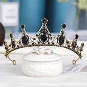 preiswerte Geschenke-Vintage Barock Krone Neue Legierung Grüner Diamant Kleine Krone Edle und Elegante Geburtstagsprinzessin Kristall Kopfschmuck Valentinstag Geschenk