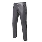 cheap Casual Pants-Men&#039;s Skinny Trousers Casual Pants Solid Color Comfort Breathable Full Length Daily Going out Streetwear Fashion Stylish Black White Micro-elastic