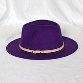 billige Partyhatter-Hatter Ull / Acryl Fedora Formell Bryllup cocktail Royal Astcot Enkel Med Ren Farge Hodeplagg Hodeplagg