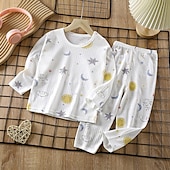 billiga Pyjamas-Barn Pojkar 2 delar Pyjamas set Långärmad Långärmad-Z02-mjölkhund Långärmad-Z04-Mjölktebjörn Långärmad-Z06-rymdskepp Djur Tecknat Sommar Vår Dagligen Hem 7-13 år