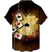 economico Camicie stampate da uomo-Per uomo Carte francesi Camicia Camicia con bottoni Manica corta Di tendenza Originale Informale Informale Giornaliero Spiaggia Primavera estate Collo ripiegabile 3D Bottone giù Nero Giallo Rosso