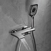 cheap Waterfall-Wall Mount Bathtub Faucet with Handheld Shower Sprayer, LED Display Wall Mounted Tub Shower Set Brass Valve Waterfall Spout, Bathroom Single Handle Mixer Tap, Hand Held Filler Shower System