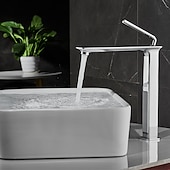 cheap Classical-Basin Sink Mixer Faucet Brass, Tall/Short Bathroom Tap Single Handle One Hole Deck Mounted with Cold Hot Hose Bath Taps Vessel Water Tap