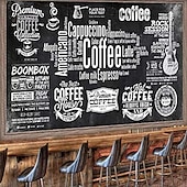 cheap Wallpaper-Coffee Cafe Mural Wallpaper Wall Sticker Covering Print Peel and Stick Self Adhesive Removable for Coffee Cafe Blackboard Canvas Home Décor Multiple Size