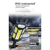 billige Gatebelysning-solcellegatelys utendørs ip65 bevegelsessensor fjernkontroll solcelledrevet vegg LED lampe 3 lysmodus lys for hage terrasse dekor garasje lys 1 stk