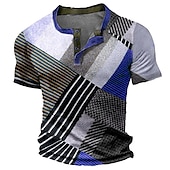 billiga Geometrisk-Herr Grafisk Färgblock Waffle Henley Shirt T-shirts Vintage skjorta Kortärmad 3D-tryck Mode Designer Bekväm Utomhus Ledigt Dagligen Sommar Svart Blå Himmelsblå Brun Grå Henley Henley T-shirt