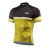 cheap Men's Jerseys-Men's Cycling Jersey Geometic Letter &amp; Number Short Sleeve Bike Jersey Top with 3 Rear Pockets Mountain Bike MTB Road Bike Cycling Quick Dry Reflective Strips Back Pocket Moisture Wicking Sports Dark