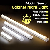 ieftine lumina dulapului-lumină de noapte led pir senzor de mișcare usb reîncărcabil 10/20/30/50cm dulap dulap bucătărie coridor lumini scară lampă de noapte fără fir
