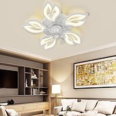 cheap Ceiling Fan Lights-LED Ceiling Fans Dimmable with Remote Contral Flower Design Flush Mount Ceiling Lamp Acrylic Lampshade Chandelier Bedroom Living Room
