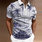 cheap Men&#039;s Printed Polo-Kentucky Derby Men&#039;s Palm Tree Hawaiian Polo Shirts Golf Shirt Short Sleeve Polo Shirts Collared Shirts Casual Beach Wear Vacation Wear Tropical Wear Party Outfits 3D Print Quarter Zip Polo Purple