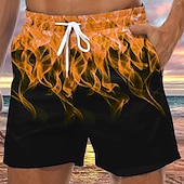 baratos Impressão Geométrica-Homens Estampas Abstratas Labareda Calção Justo de Natação Shorts de Natação Bermuda de Surf Cintura Média Havaiana Boho Casual Diário Feriado Com Cordão com forro de malha Cintura elástica Designer