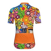 abordables Maillots de mujer-Mujer Maillot de Ciclismo Graphic Flor Manga Corta Bicicleta Maillot Camiseta con 3 bolsillos traseros MTB Bicicleta Montaña Ciclismo Carretera Secado rápido Bandas Reflectantes Bolsillo trasero