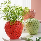 economico Vasi e cestini-vasi di fragole creativi composizioni floreali in resina decorazioni morbide per la casa ornamenti per desktop regali 1pc