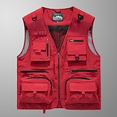 Men's Outdoor Vest Hiking Vest Sleeveless Vest Zipper Pocket Basic Outdoor Fishing Regular Multi-Pockets Comfortable Summer Spring Solid Color Black Army Green Burgundy Blue Puffer Jacket 9