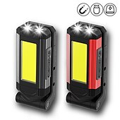 abordables Faros delanteros-Luz de trabajo cob, linterna led superbrillante recargable por usb, lámpara de camping portátil con imán trasero, linterna ajustable impermeable