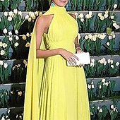 abordables JAUNE-Robe de soirée A-Line plage élégante robe invité de mariage longueur sol sans manches haut capes en tulle avec froncé 2025