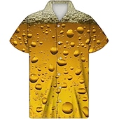 abordables Impression Rétro Vintage-Homme Imprimés Photos Bière Chemise Chemise hawaïenne Chemise Aloha Manche Courte Tropique Mode Hawaïen Casual Hawaïen Vacances Eté Printemps Col rabattu Imprimer Bouton bas Jaune clair Noir Jaune