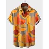 abordables Chemise de Bowling pour Hommes-Homme cocktail Filles hula Chemise Chemise de quilles Chemise boutonnée Manche Courte Rétro Vintage Tropique Mode Casual Plage Eté Printemps Col rabattu Imprimer Bouton bas Blanche Jaune Vert Claire