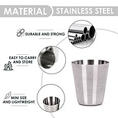 cheap Barware-4 Stainless Steel Shot Cups Drinking Vessel with Black Leather Carrying Case (30ml) Outdoor Camping Travel Unbreakable Metal Shooters for Whiskey Tequila Liquor Great Barware Gift