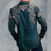 cheap Men&#039;s Western Shirts-Men&#039;s Floral Totem Shirt Western Shirt Cowboy Shirt Long Sleeve Fashion Designer Casual Outdoor Holiday Fall &amp; Winter Turndown Print Button-Down Black Red Blue Purple Green