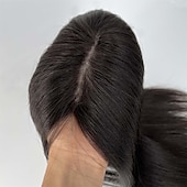 voordelige Stukken en toupetjes van echt haar-haar toppers voor vrouwen 100% remy menselijk haar topper haarstukje 12*13cm volledige zijde basis steil haar voor dunner wordend haar haaruitval cover grijs haar