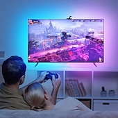 Недорогие Умный ночной свет-envisual tv светодиодная подсветка с камерой 3,8 м rgbic wi-fi tv подсветка для телевизоров ПК работает с alexa и приложением Google Assistant управление музыкой синхронизация телевизор с регулируемой яркостью света