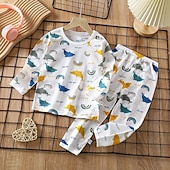 billiga Pyjamas-Barn Pojkar 2 delar Pyjamas set Långärmad Långärmad-Z02-mjölkhund Långärmad-Z04-Mjölktebjörn Långärmad-Z06-rymdskepp Djur Tecknat Sommar Vår Dagligen Hem 7-13 år