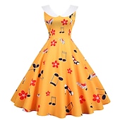 ieftine Rochii-Retro / vintage 1950 Rochie de epoca Rochie leagăn Rochie Flare Note muzicale Pentru femei Carnaval Mascaradă Casul / Zilnic Petrecerea Burlăcițelor Adulți Rochie Rochii de acasă