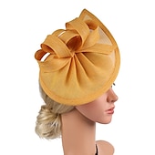 baratos Chapéus e Fascinators-Fascinadores Chapéus Chapéu Sinamay Poliéster / Poliamida Chapéu-coco / Cloche Chapéu Fedora Chapéu Véu Festa / Noite Feriado Kentucky Derby Corrida de cavalos Dia da Mulher Estilo vintage Glamorouso