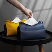cheap Storage &amp; Organization-Leather Tissue Box Nordic Car Tissue Box INS Home Living Room Decoration Bedroom Kitchen Desktop Storage Box Napkin Holder