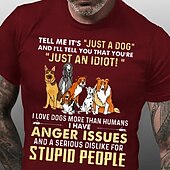 cheap Men&#039;s Graphic T Shirt-Men&#039;s Animal Dog Letter Graphic Prints T Shirt Graphic Tee Cotton Short Sleeves Graphic Shirt Wine Black Red Comfortable Tee Vacation Street Fashion Designer Clothing